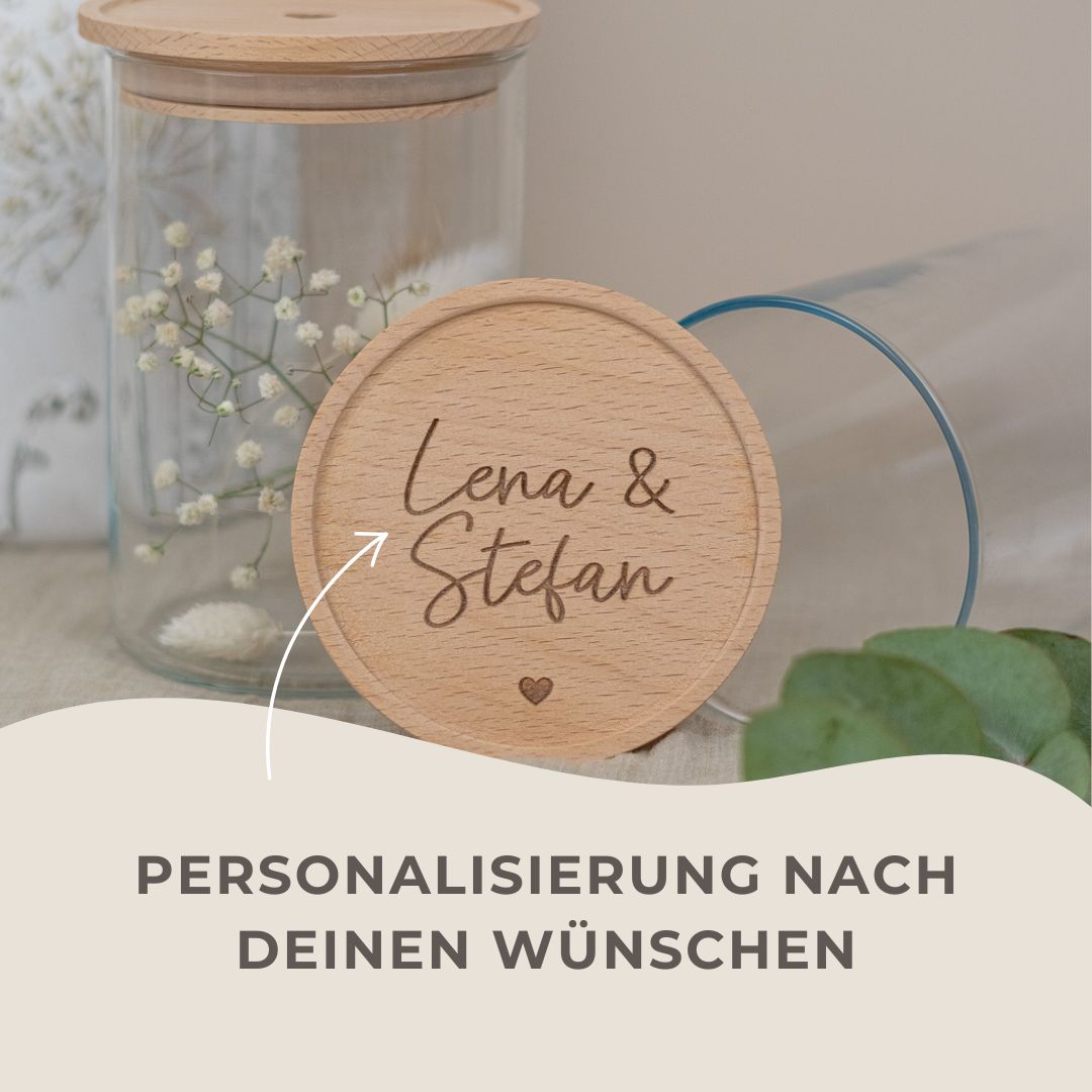 Keksdose personalisiert aus Glas mit Holzdeckel "Basic"