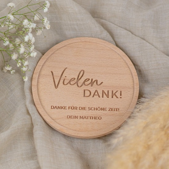 Keksdose personalisiert aus Glas mit Holzdeckel "Vielen Dank"