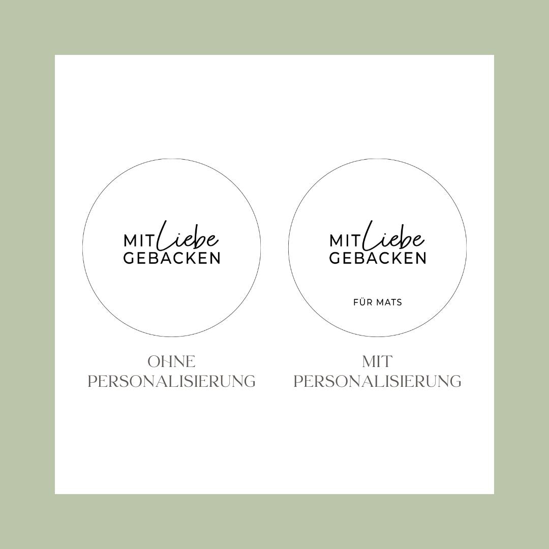 Keksdose personalisiert aus Glas mit Holzdeckel "Liebe gebacken"