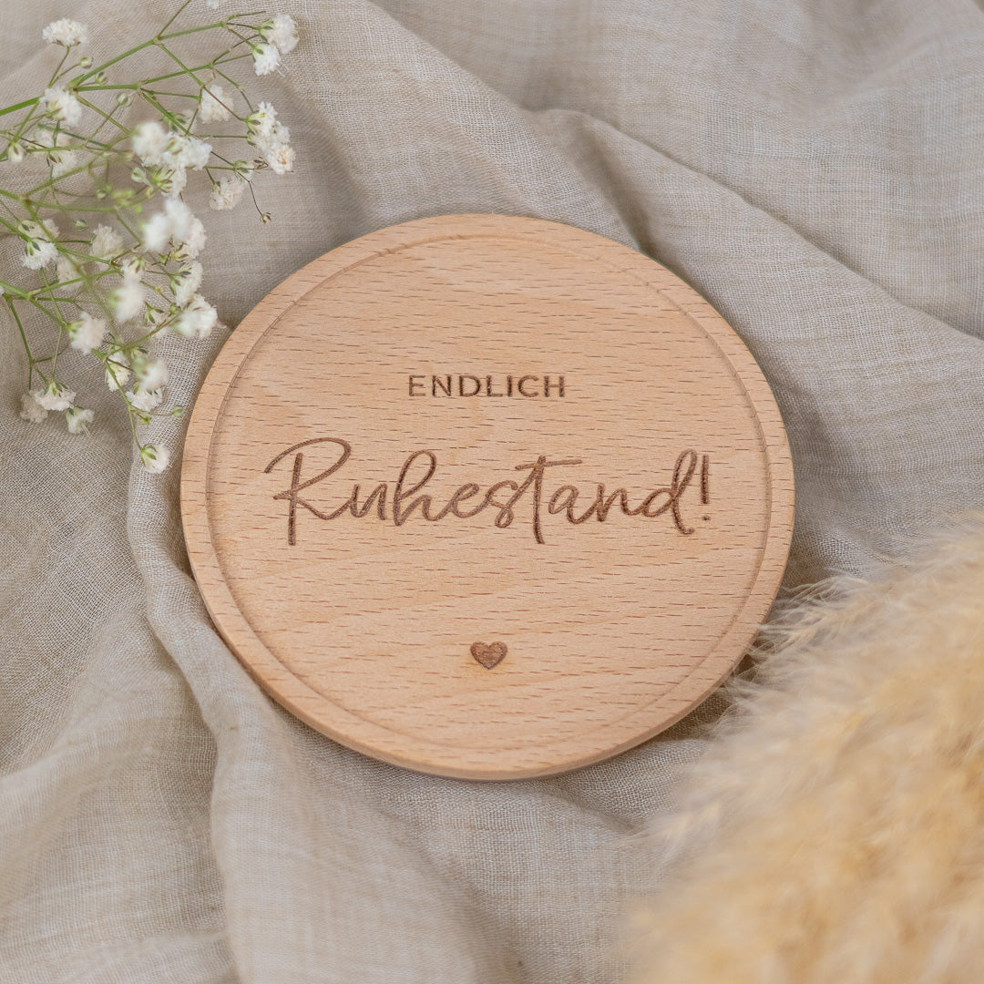 Keksdose zur Rente aus Glas mit Holzdeckel "Endlich Ruhestand"