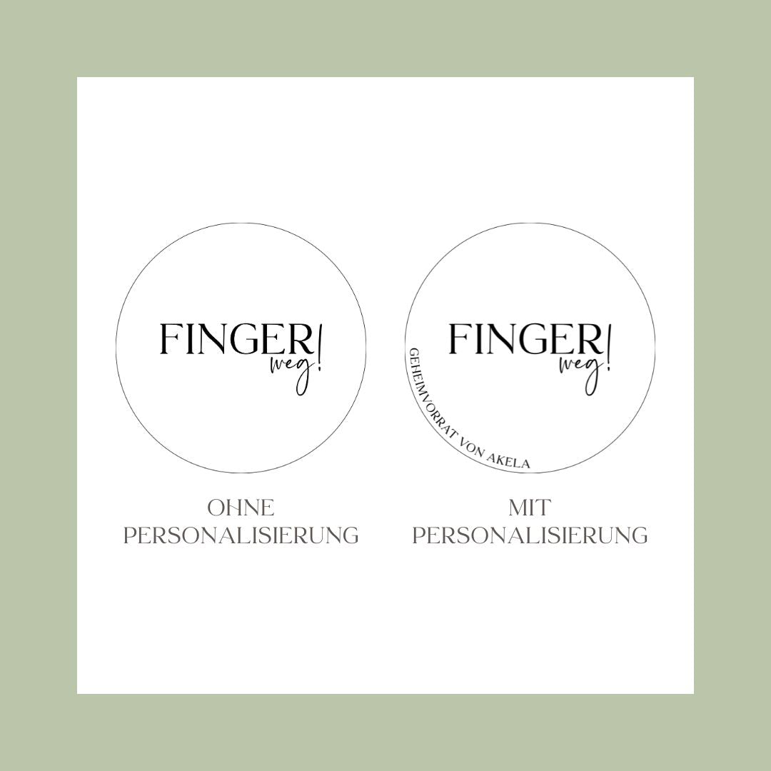 Keksdose personalisiert aus Glas mit Holzdeckel "Finger weg"